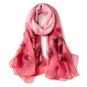 Factory Wholesale Custom Design Digital Print 100% Silk Scarf Women