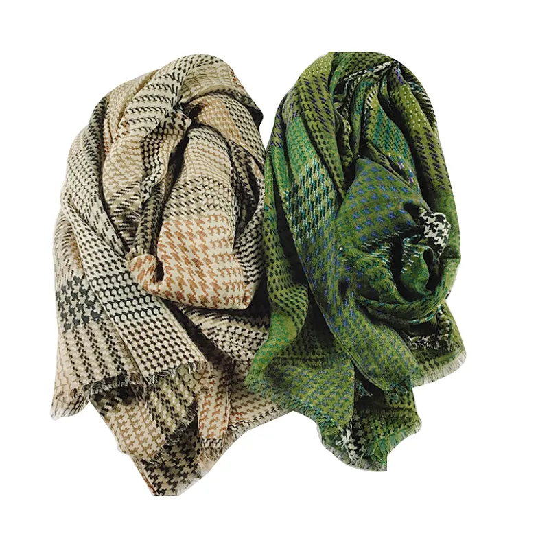 New vintage ethnic style women's scarf printed plaid cotton shawl
