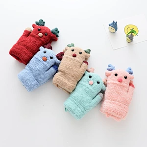 Wholesale children warmer glove kids cute cartoon knit glove with fingers