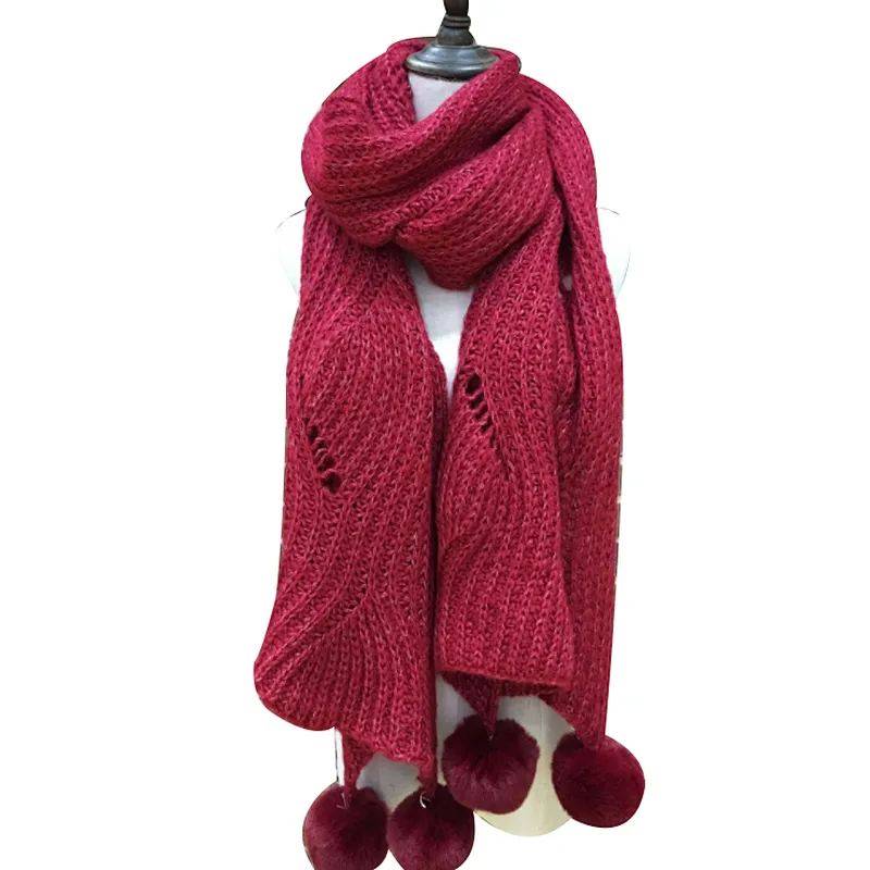 Autumn and winter new wool thickening with ball Korean version pure color scarf