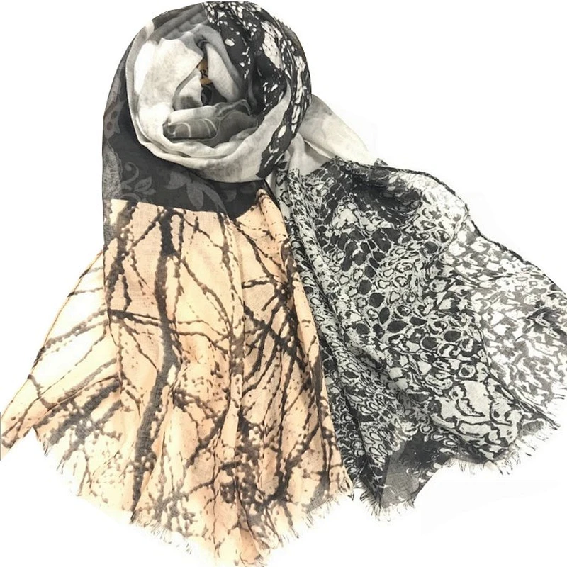 New design fashion splice printing multi-element sunscreen shawl scarf