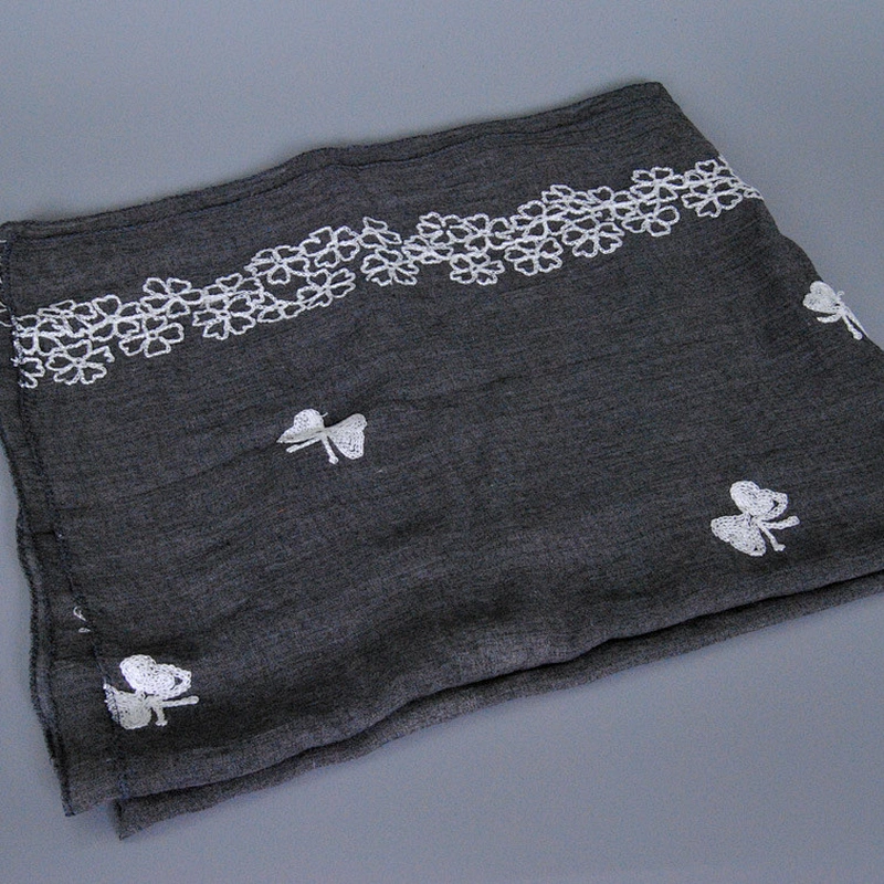 Infinity scarf knitting pattern embroidered women pure cotton shawl hijab scarf