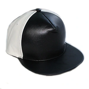 China Goods Wholesale Online Sell Sporting Caps PU Leather Face Flat Brim Snapback Cap