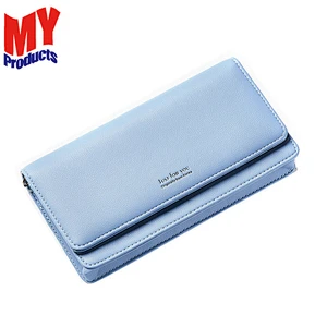 Alibaba supplier wholesale new Korean long wallet women two fold cartoon lady wallets