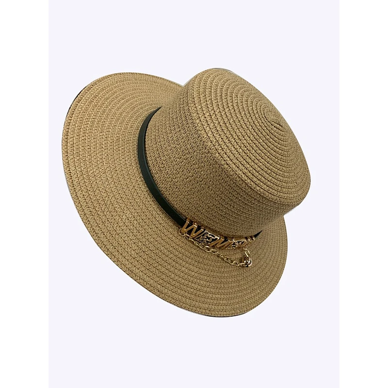 2019 New Style Characteristic Straw Flat Hat Metal Letters Cap