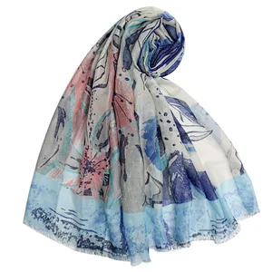 Summer shawl silk print flower national style scarf female Korean version sunscreen scarf