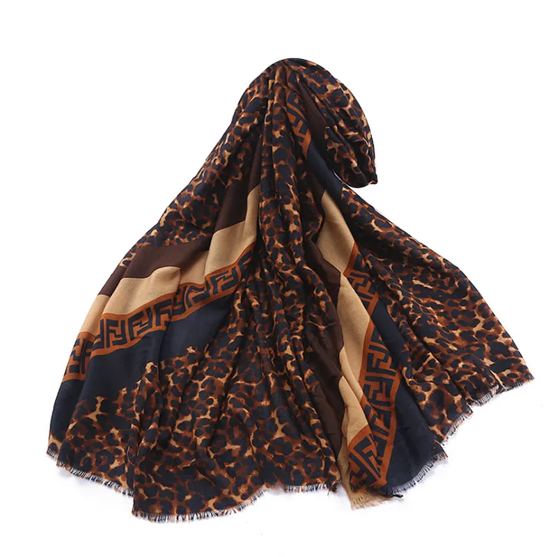 New fashion twill leopard print oversized scarf for woman