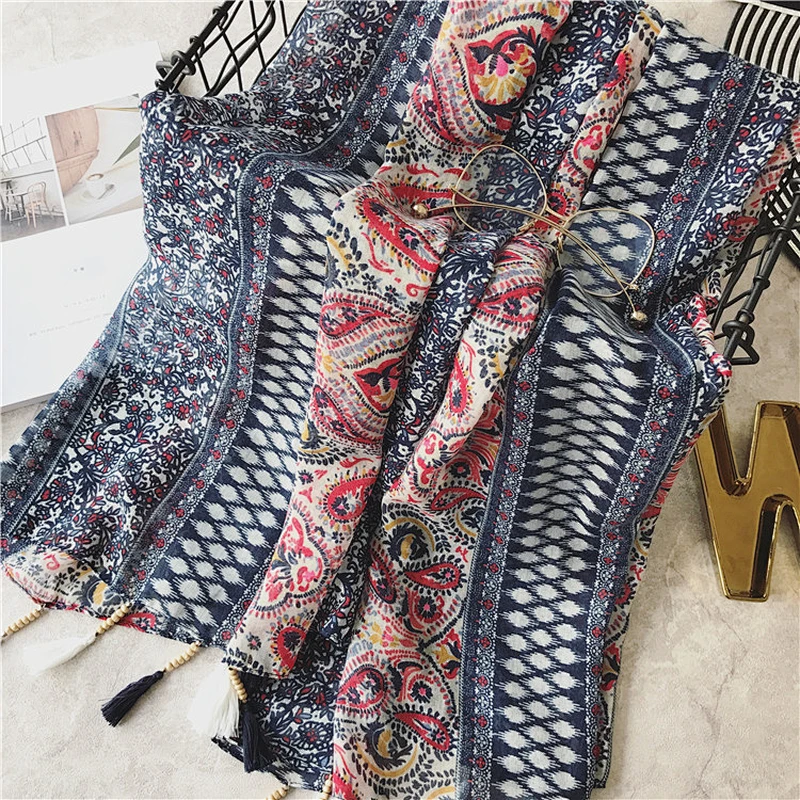 New Arrival Design Printed Scarf High Demand Products India Fashion Beaded Scarfs New Style Hijab Scarf