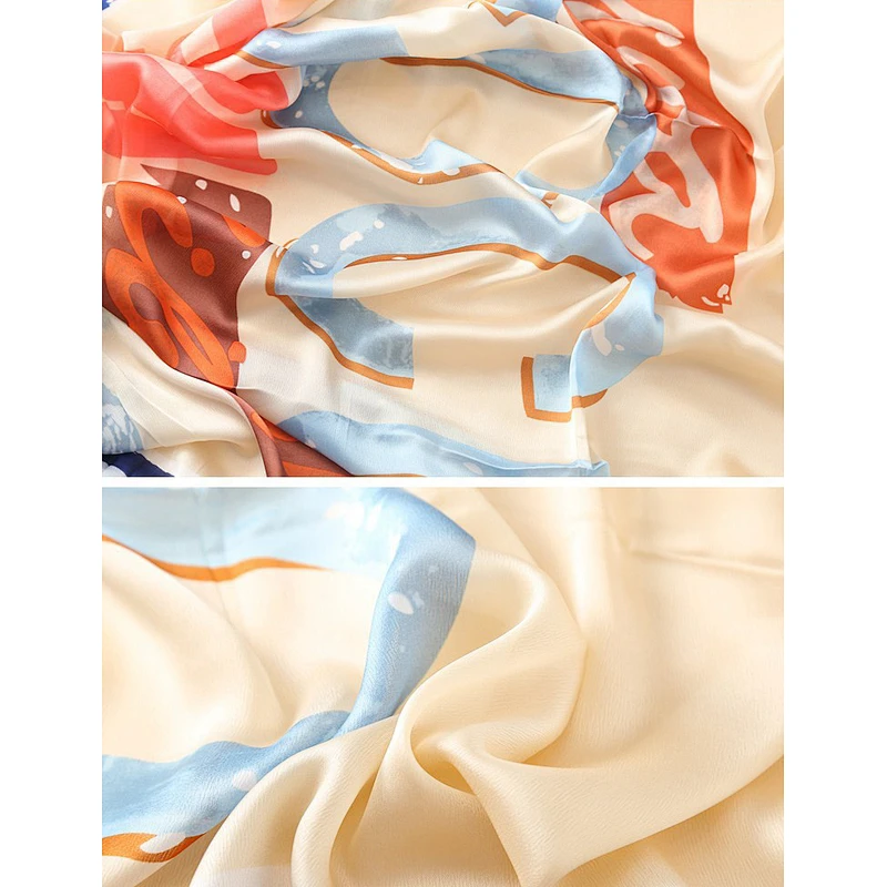 Hot sale summer multicolor women fashion scarves custom printed silk scarf