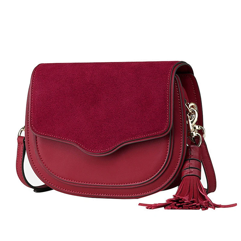 Latest fashion genuine leather shoulder bag tassel crossbody bag for women