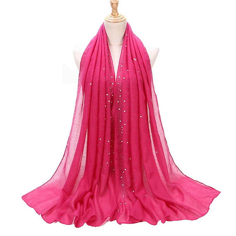 Wholesale high quality muslim ladies pearl hijab scarf women cotton hijab