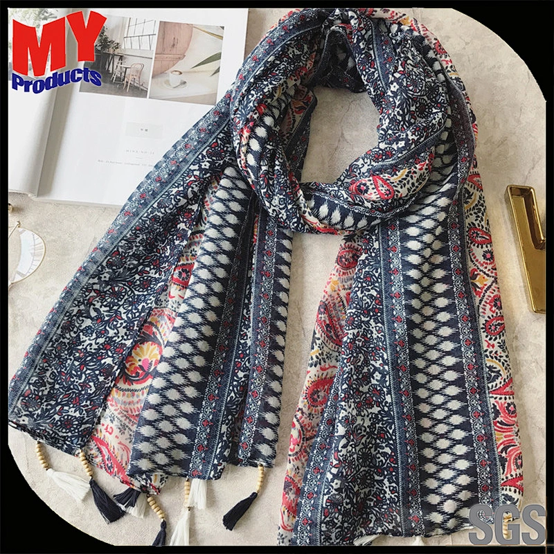New Arrival Design Printed Scarf High Demand Products India Fashion Beaded Scarfs New Style Hijab Scarf