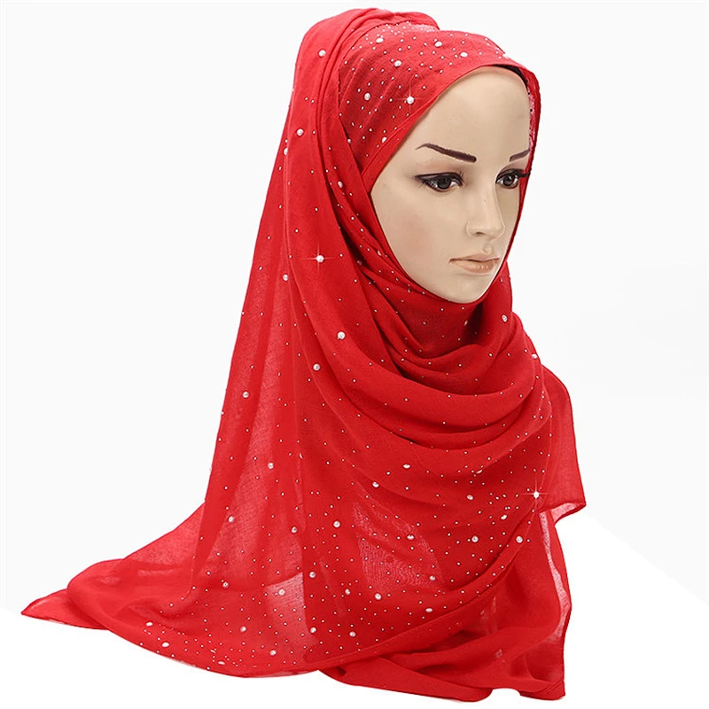 Wholesale high quality muslim ladies pearl hijab scarf women cotton hijab