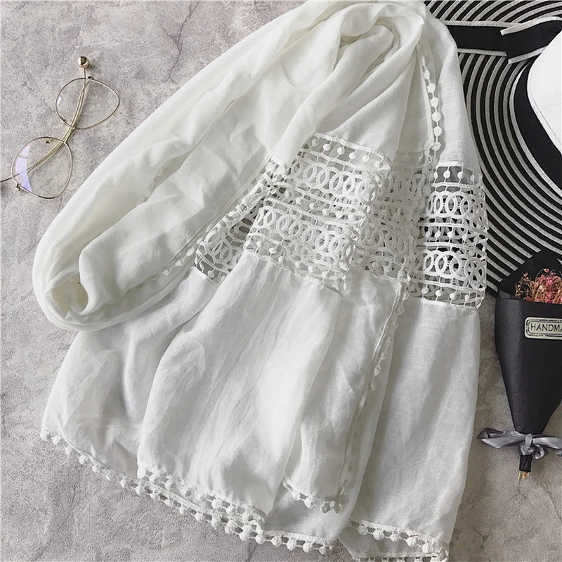 Silk Scarf White Girl Christmas Knitted Scarf Accessories For Woman