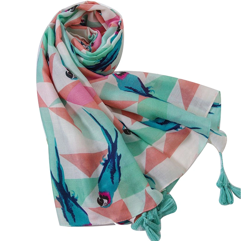 New style hand-painted parrot pattern sunshade beach towel holiday scarf
