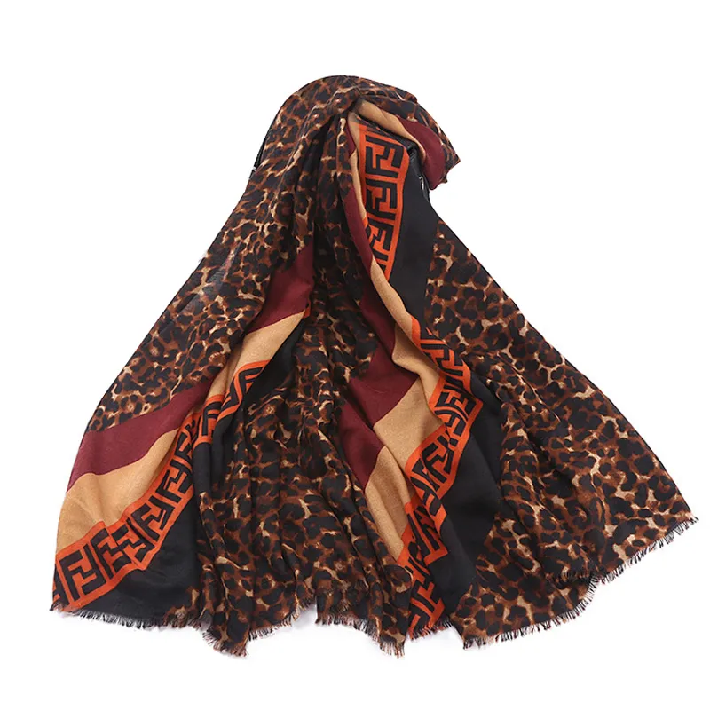 New fashion twill leopard print oversized scarf for woman