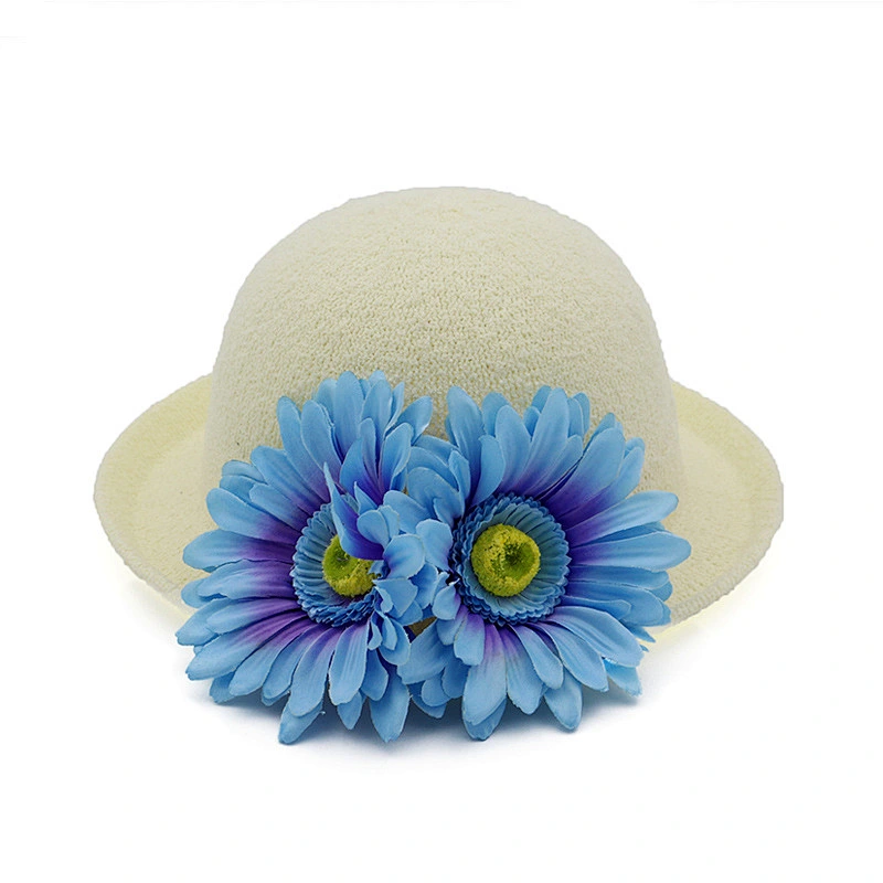 Folded Summer Lady Custom Bright Color Cheap Paper Flower Straw Hat
