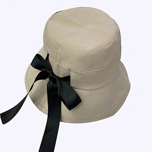 England Style Lady's Bucket Hat Adjustable Bow Tie Strap Hat