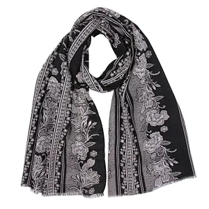 New fashion twill floral print oversized scarf for woman