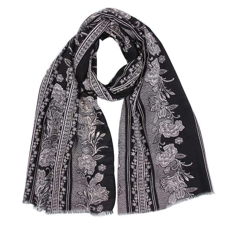 New fashion twill floral print oversized scarf for woman