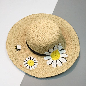 Expensive Handmade Madagascar Raffia lady sex straw folding Hats