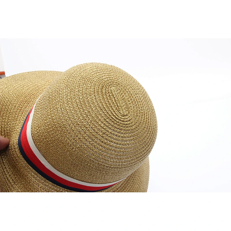 wholesale alibaba sombrero de paja Chapeau de paille fashion floppy paper straw hat with butterfly knot