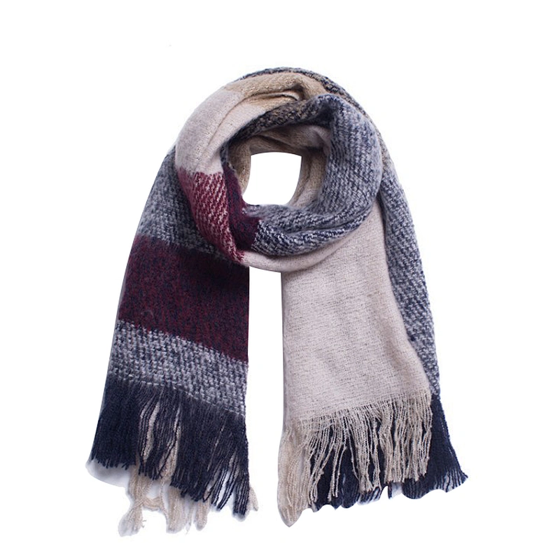 Autumn and winter new style circle yarn large check scarf lady thickened tassel neck shawl scarf