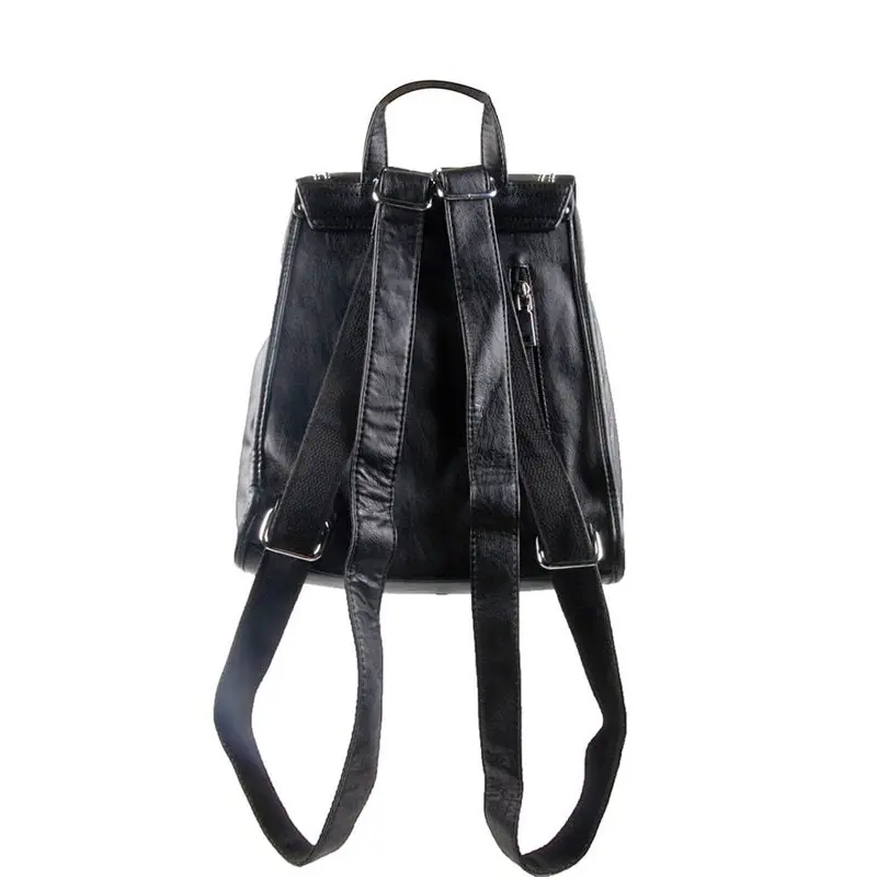 Custom School Bag Women Soft PU Leather Backpack Black Travelling Backpack Bag