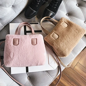 Hot sale classic design handbag ladies bags plush handbag women