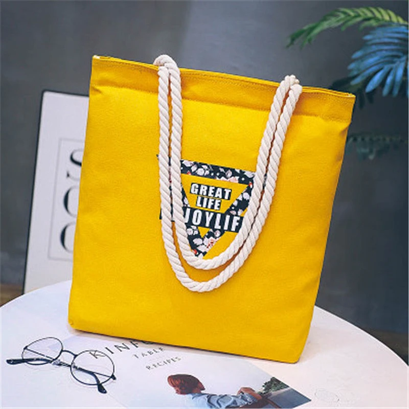 Custom Printed Ladies Shoulder Bag Canvas Woman Tote Handbags