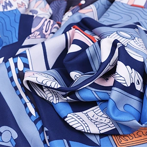 Wholesale Low MOQ Custom Unique Design Digital Printed Square Silk Scarf