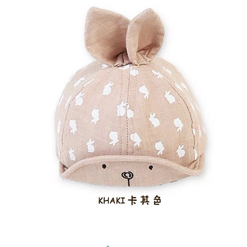 New Design Colorful Cartoon Baby Summer Sun Newborn Rabbit Ear Baby Hat With String