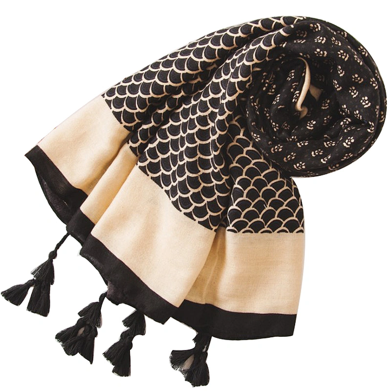 New style fashion black fish-scale printed  Korean version long scarf