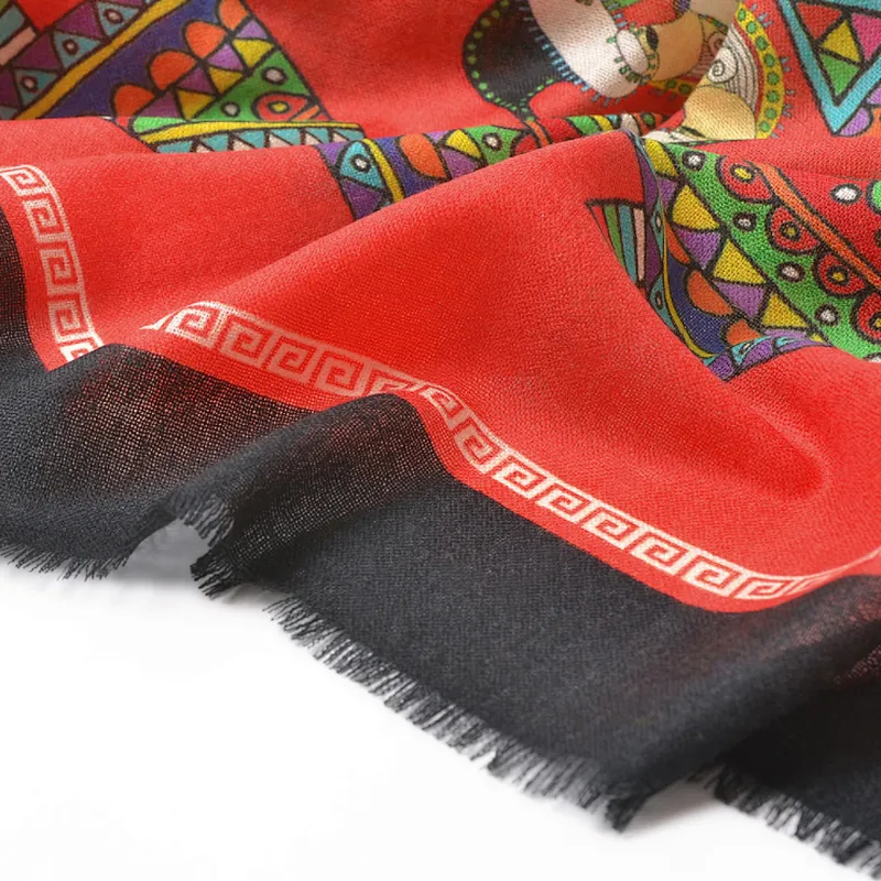 New Christmas fashion printed autumn and winter pure wool scarf for ladies