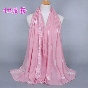 Infinity scarf knitting pattern embroidered women pure cotton shawl hijab scarf