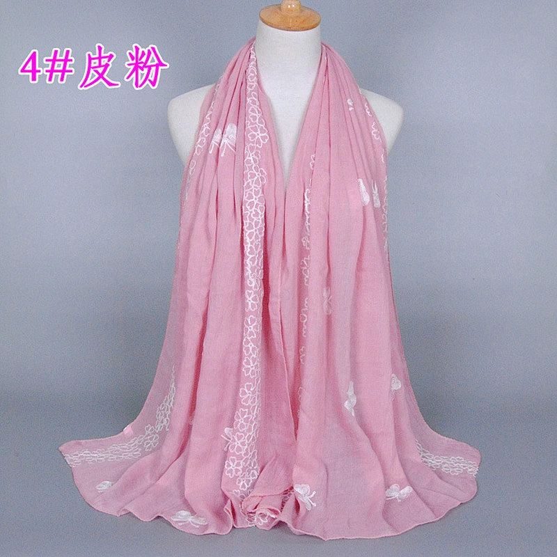 Infinity scarf knitting pattern embroidered women pure cotton shawl hijab scarf