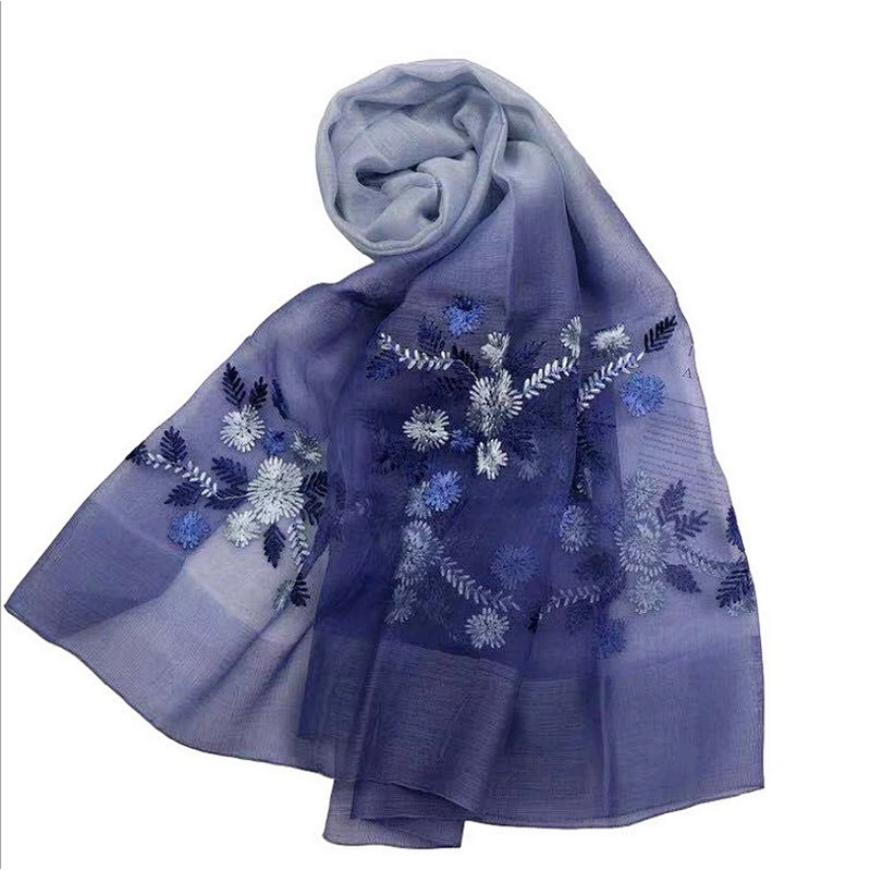 Scarf for Women pure  silk fashion embroidered