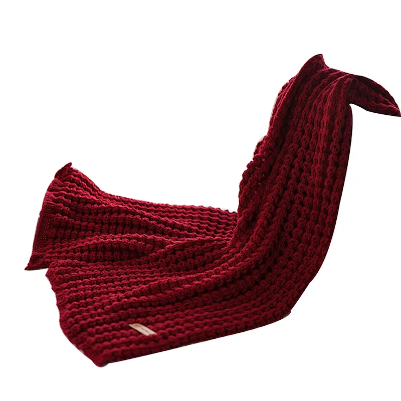 Fashion custom design winter warm scarves solid color acrylic knitted scarf