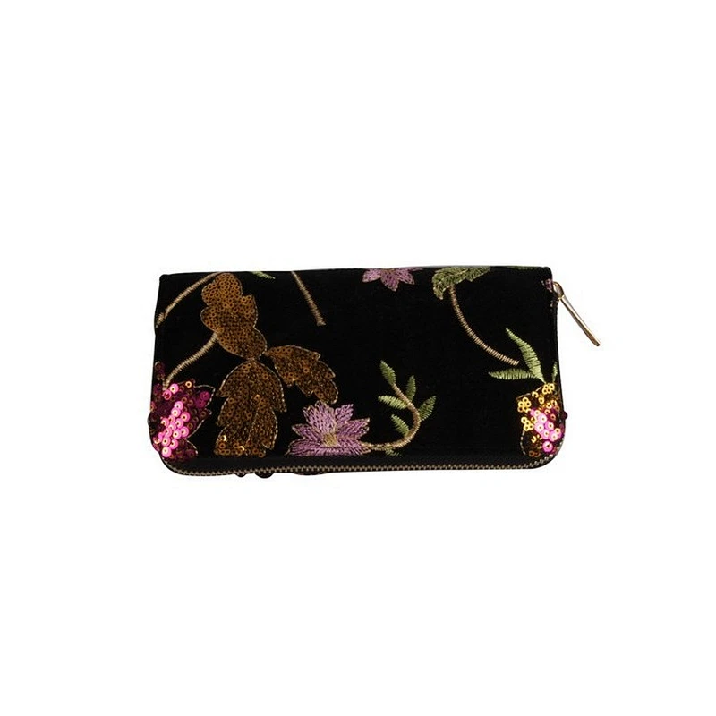 Hot sale fashion classic long wallets retro flannel embroidery wallet
