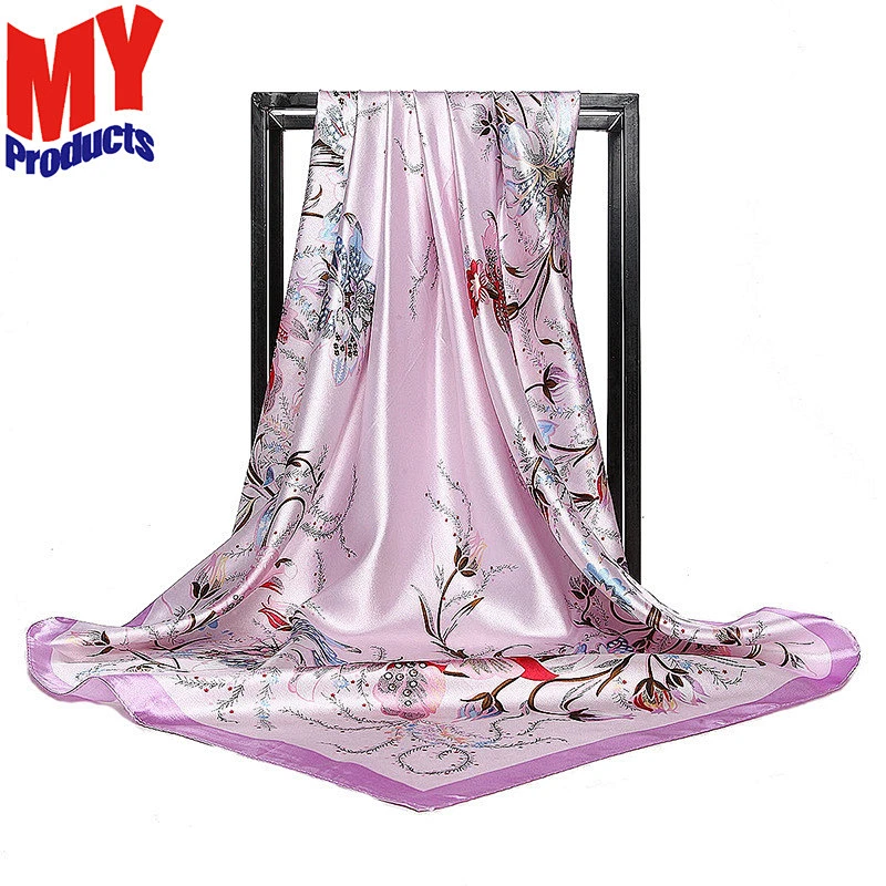 Winter Women Shawls 100 Silk Satin Square Scarf Cotton Voile Scarf Shawl