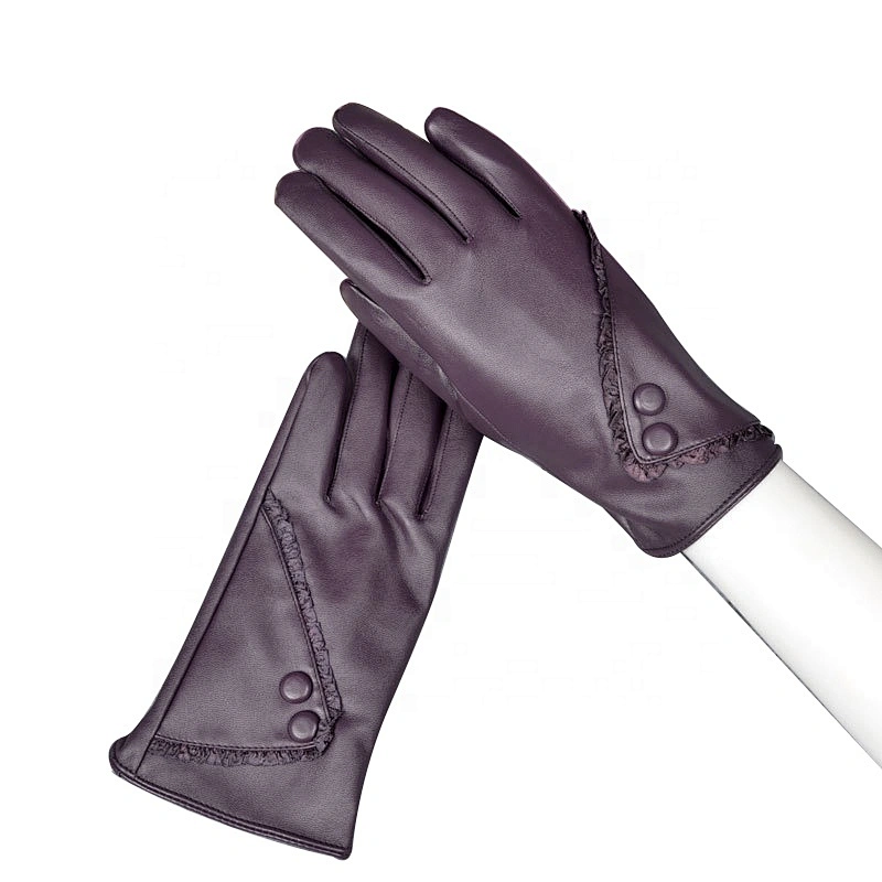 Waterproof Leather Winter Keep Warm Womens Gloves Fur Inside Touch-screen Gloves