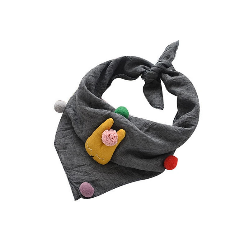 Wholesale hot sale kids cartoon style cotton square scarf with rabbit and balls