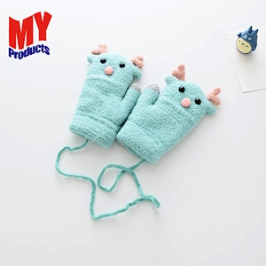 Wholesale children warmer glove kids cute cartoon knit glove with fingers
