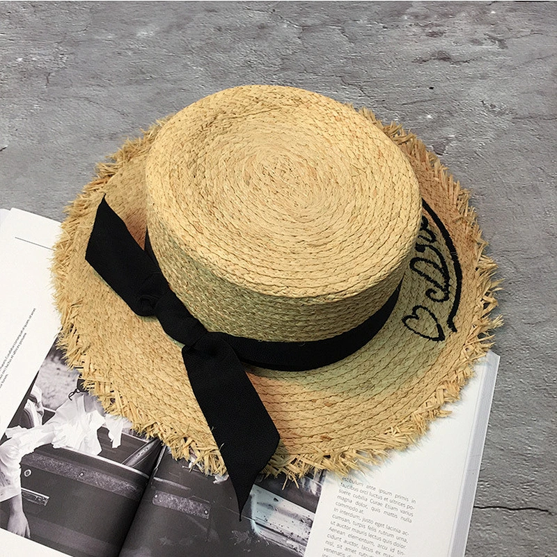 Summer Handmade flower straw hat women's Garland sunbonnet bucket hat roll-up hem beach cap sun hat for women