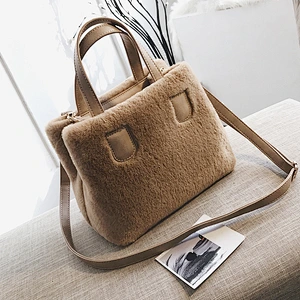 Hot sale classic design handbag ladies bags plush handbag women