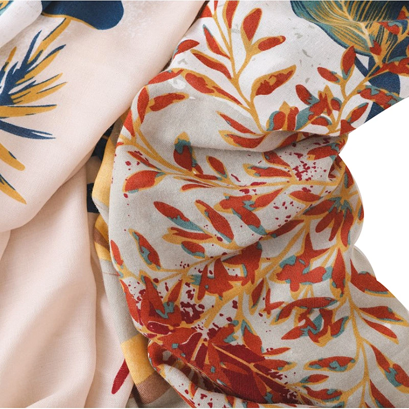 Artistic style floral design sunshade shawl silk women scarf