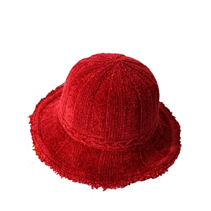 Bowknot bowler hat women winter cultural all-in-one fisherman's chenille hat