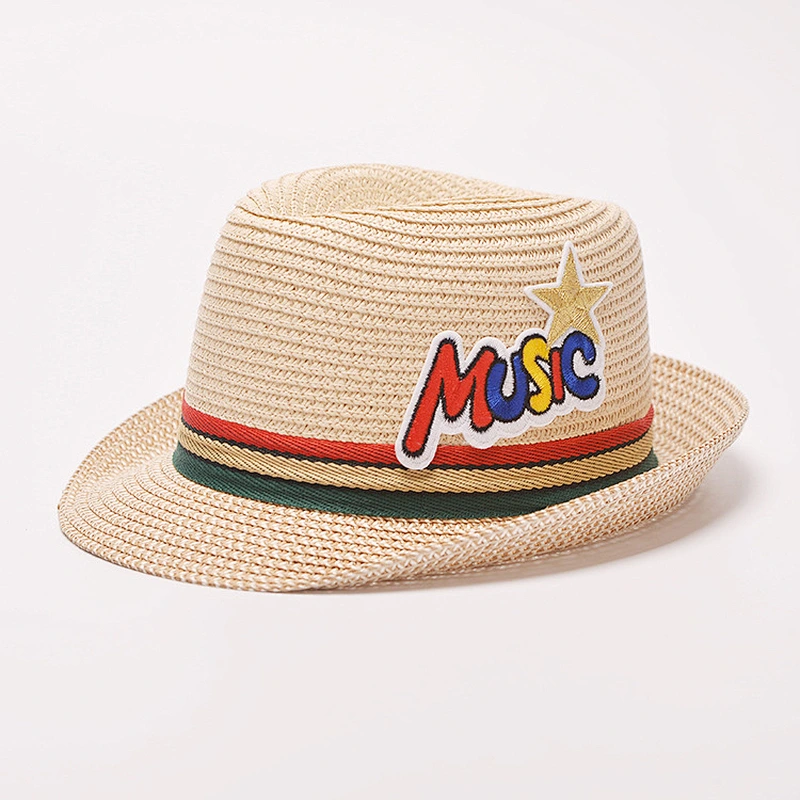 2019 Children Solid Straw hats Panama Fedora hat for children and adult Summer beach cowboy kids jazz caps