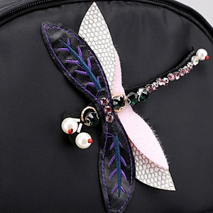 Popular Large Capacity Backpack Stylish Embroidery Nylon Backpack For Girl