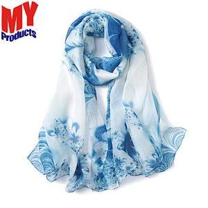 Hook flower wool scarf wedding scarf muslim 100 silk satin scarf